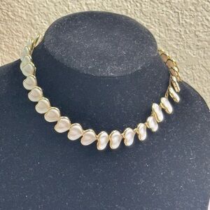 Vintage White Heart Golf Outlined Statement Necklace